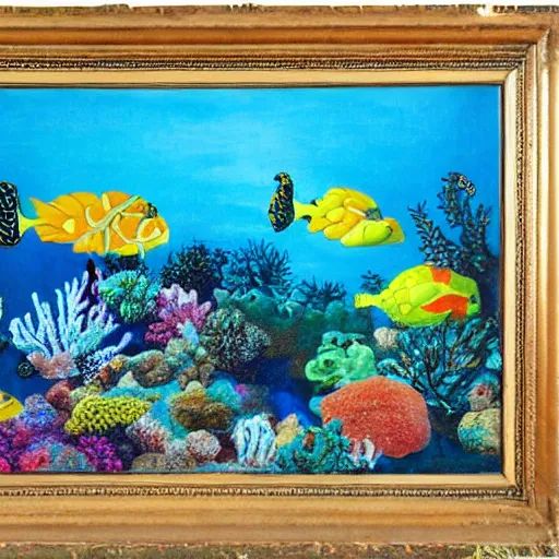 Image similar to a fine painting of the coral reefs