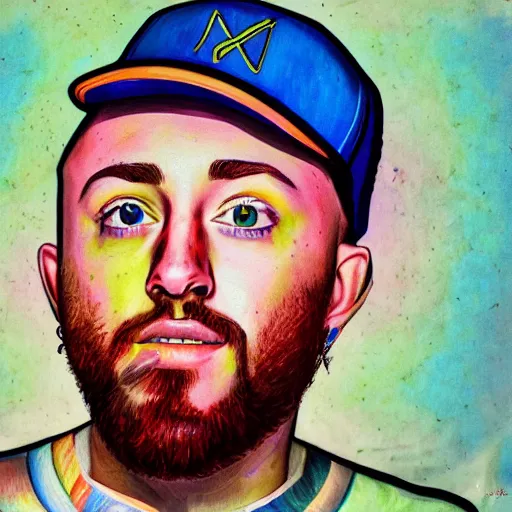 Prompt: hyper realistic abstract mac Miller portrait