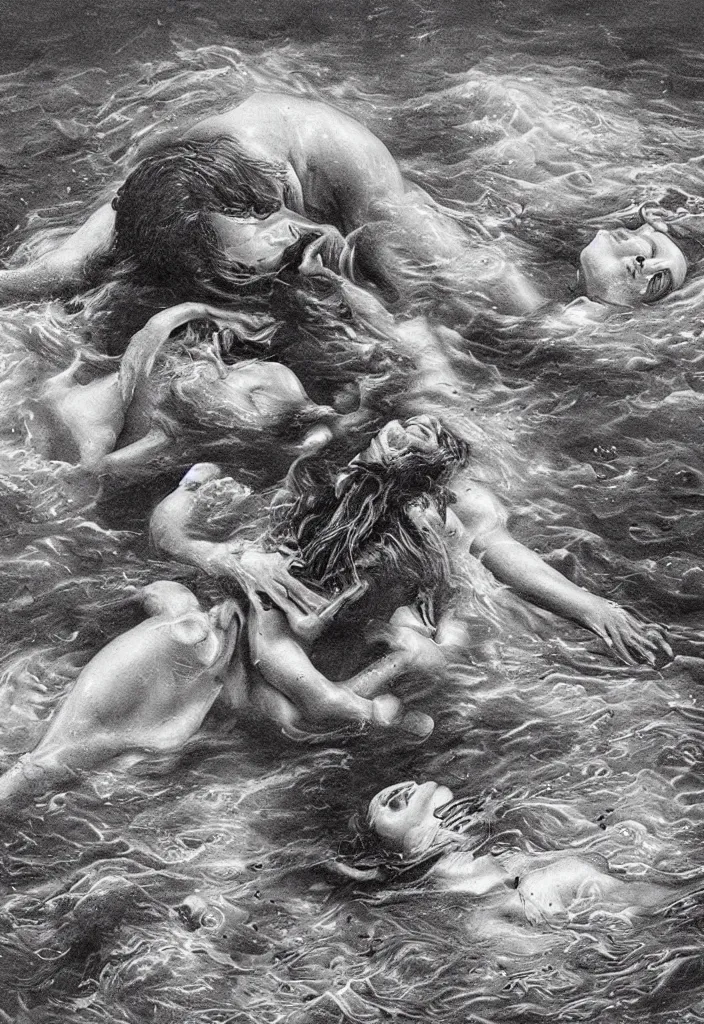 Image similar to highly detailed surrealist art about drowning slowly