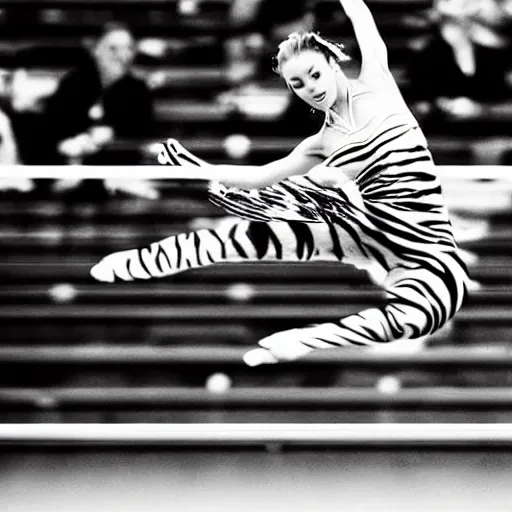 Image similar to a tiger ballerina, award winning photograph, ESPN, Olympics, 60mm