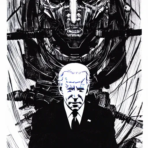 Image similar to Joe Biden looking sinister, by Tsutomu Nihei, highly detailed