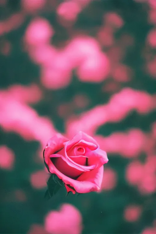 Image similar to Photo of A pink rose on fire, highly detailed, depth of field, fine art photography, Cinestill 800t.