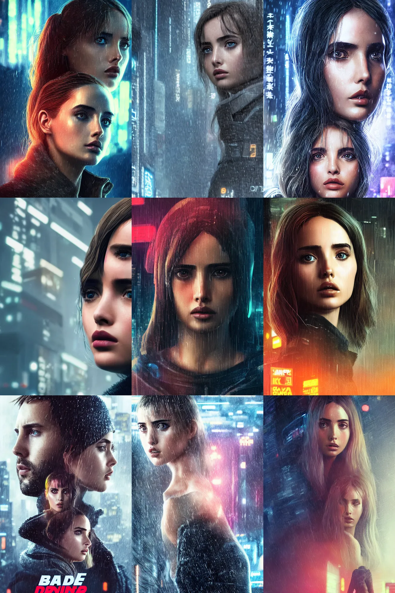 Prompt: very detailed closeup digital illustration of ana de armas in blade runner 2 0 4 9, detailed face, cyberpunk clothes, tokyo street background, trending on artstation, unreal engine, octane, soft light,