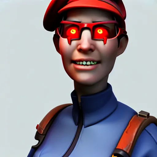 Prompt: 3 d render of engineer from team fortress 2 by valve as a woman, 4 k, 8 k, hd, high resolution, highly detailed, intricate detail, ultra realistic faces, digital art, trending on artstation, team fortress 2