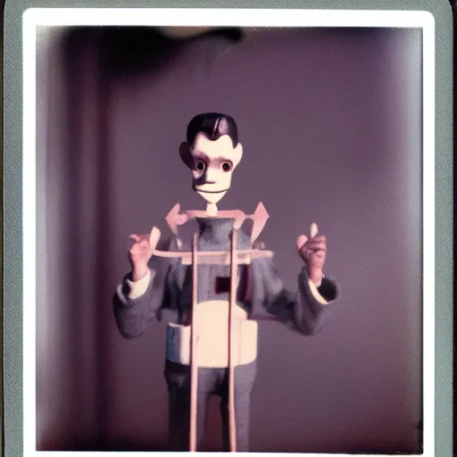 Image similar to polaroid photo of human pinocchio