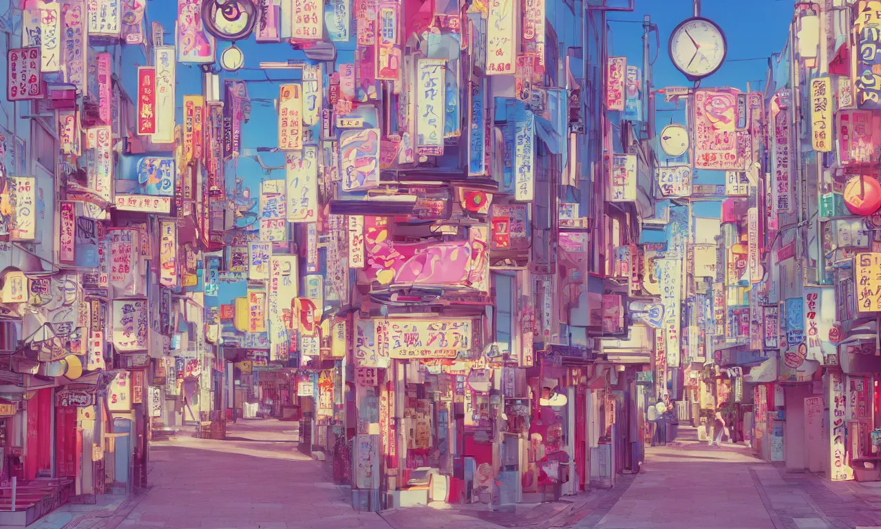 Prompt: A film still from a 1990s Sailor Moon cartoon featuring a cute street in Japan, lofi aesthetic, golden hour, cinematic look, film grain, high detail, high resolution, 8k