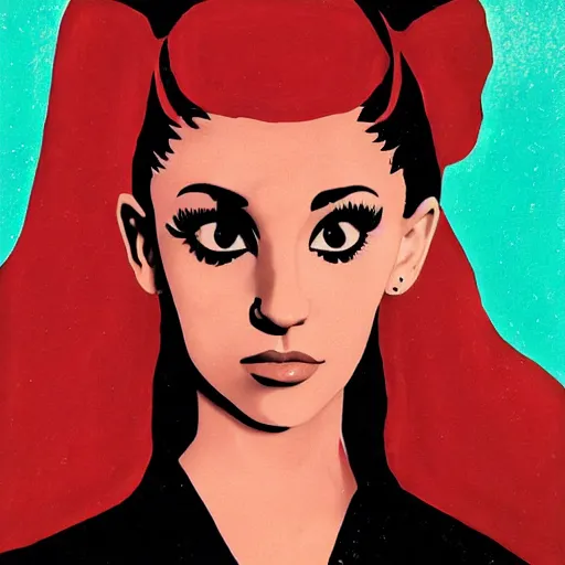 Prompt: portrait of ariana grande by R. Crum and Dave McKean