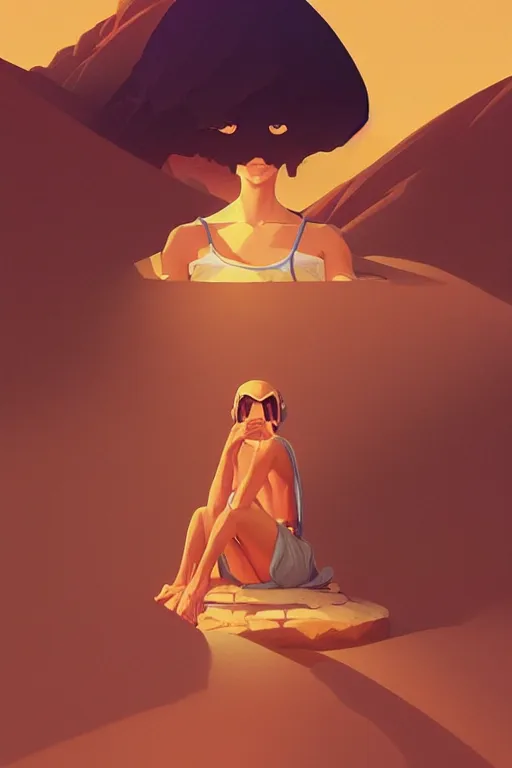 Image similar to single hermit in the desert, smooth face, centered median photoshop filter cutout vector behance hd by artgerm, jesper ejsing, by rhads, makoto shinkai and lois van baarle, ilya kuvshinov, rossdraws, illustration, art by ilya kuvshinov and gustav klimt