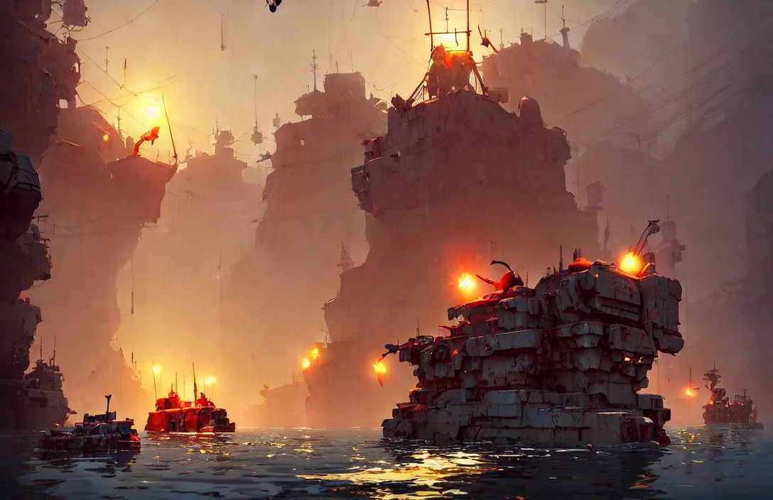 Image similar to ian mcque style floating boats, detailed painting, epic lighting, by ian mcque, ian mcque, and ian mcque