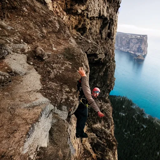 Image similar to elderly man base jumping from a cliff, smiling, happy, cliff, base jumping, parachute, nature, canon eos r 3, f / 1. 4, iso 2 0 0, 1 / 1 6 0 s, 8 k, raw, unedited, symmetrical balance, wide angle