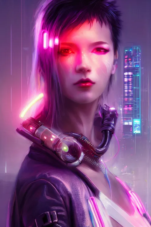 Image similar to portrait futuristic stylish cyberpunk young female pirate, in futuristic stormy electric flashing tokyo rooftop cyberpunk night, ssci-fi, fantasy, intricate, very very beautiful, elegant, neon light, highly detailed, digital painting, artstation, concept art, soft light, hdri, smooth, sharp focus, illustration, art by tian zi and craig mullins and WLOP and alphonse mucha