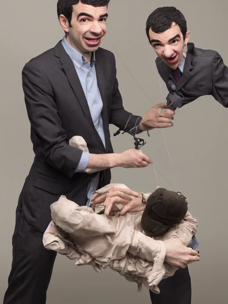 Image similar to nathan fielder is as a puppet master, high detail, 8 k, photorealism