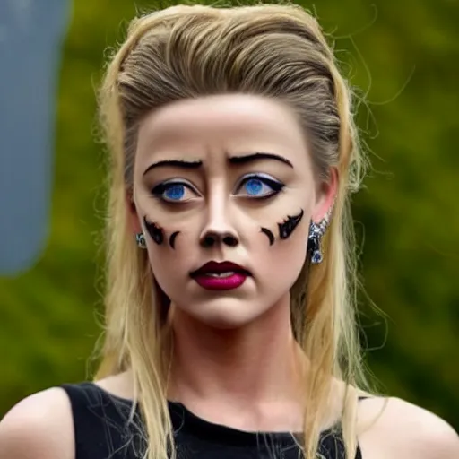 Image similar to a [ gourd ] carved shaped to look like ( amber heard ) face hybrid intercross