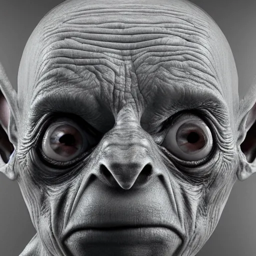 Image similar to gollum mugshot, 8 k, hyperrealism