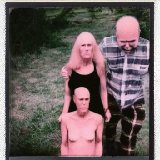 Image similar to found polaroid of weird trash humpers