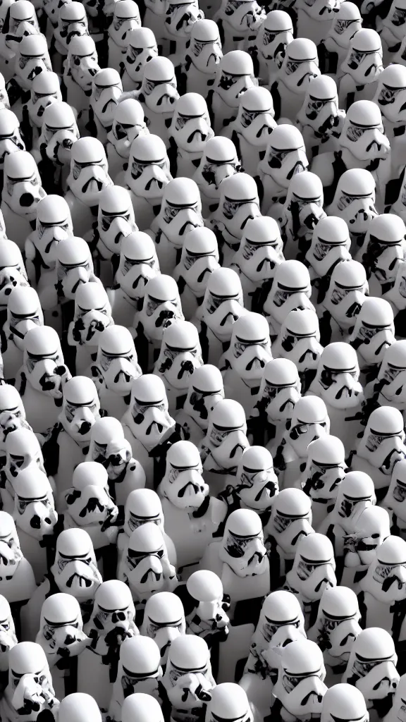 Prompt: army of 1000s of Obama clones in a stormtrooper like herd by Beeple, 4K