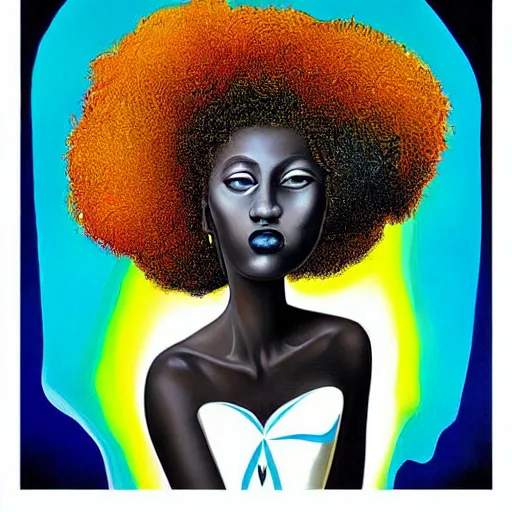 Image similar to the abstract painting of an afro lady artistic flat illustration by larry klewchuk, surrealism