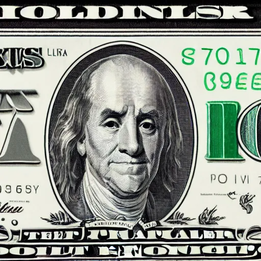 Prompt: a dollar bill with bill murrays face on it