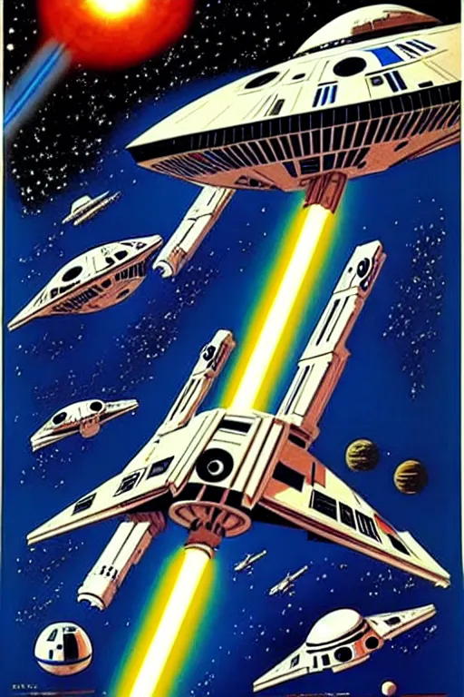 Image similar to star wars, space, spaceship, ussr poster, art by grewski