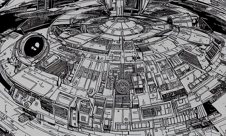 Image similar to interior of a millennium falcon from star wars, anime style, cozy, drawing, highly detailed