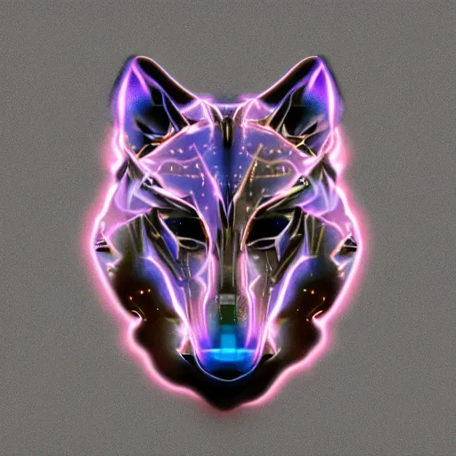 Prompt: long exposure realistic mythical artistic robotic wolf logo