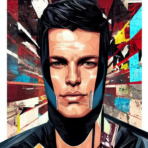 Image similar to portrait of a male android, by MARVEL comics and Sandra Chevrier