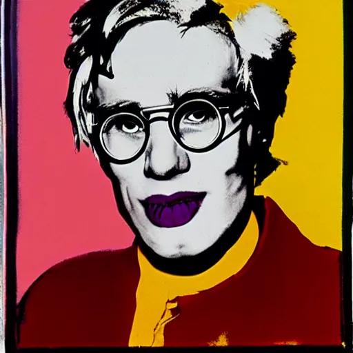 Prompt: a burning chemist in a white coat, andy warhol