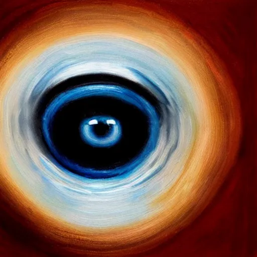 Prompt: A portrait of an eye ball that has legs and hands, dark, blue light, black gradient background, oil painting