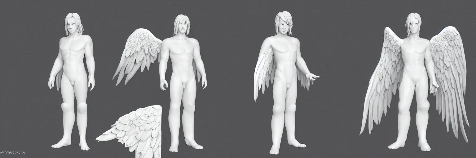 Image similar to pure white angel character study of male tori spelling, clear faces, screenwriter, introvert, outsider, geek, disturbed, emotional, character sheet, fine details, concept design, contrast, kim jung gi, pixar and da vinci, trending on artstation, 8 k, full body and head, turnaround, front view, back view, ultra wide angle