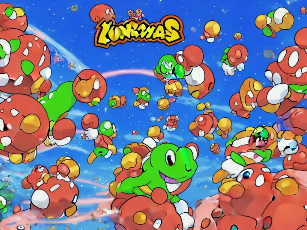 Image similar to goombas fighting with koopas fly to universe, 8 k