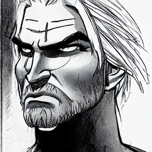 Image similar to geralt of rivia by glen keane