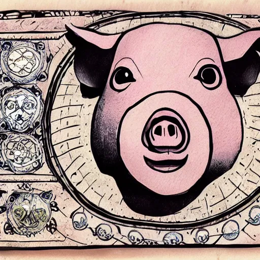 Prompt: esoteric pig art