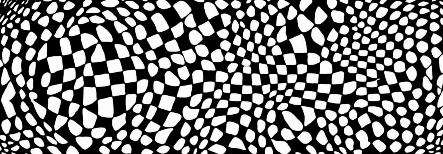 Image similar to black and white checkerboard op art escher abstract shapes
