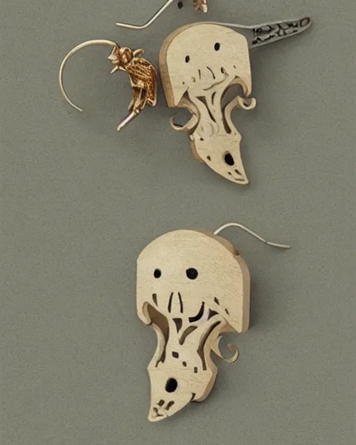 Prompt: cute funny ghost, 2 d lasercut wood earrings, ultra realistic, concept art, intricate details, highly detailed by greg rutkowski, gaston bussiere, craig mullins, simon bisley