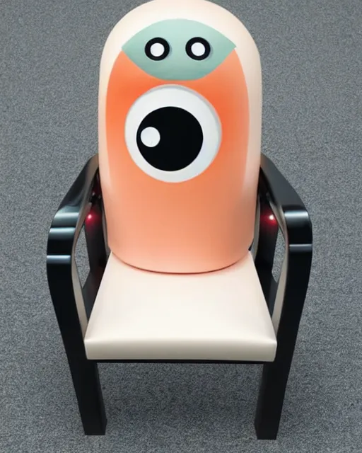 Image similar to an antropomorphic chair, digital art by studio ghibli, googly eyes, cute, anime artstyle