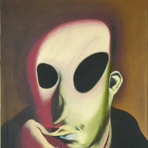 Image similar to sadness personified, by francis bacon, oil on canvas, german expressionism