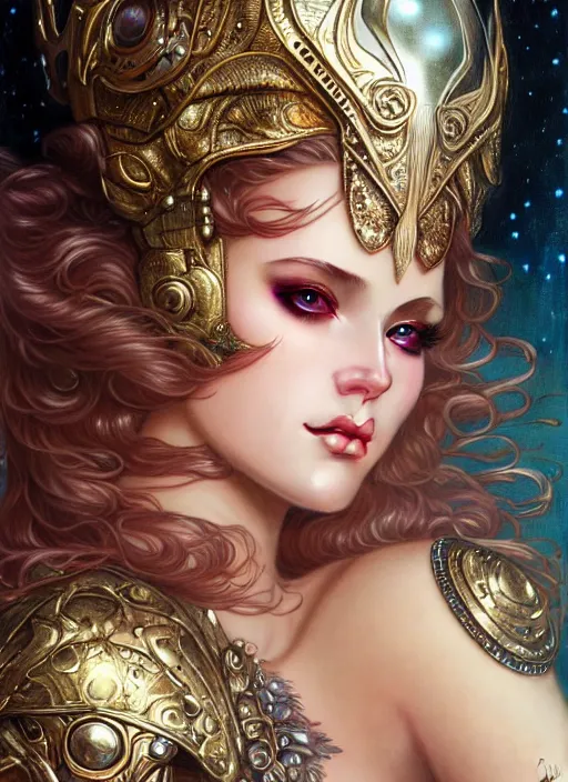 Prompt: glamorous moon, seductive eyes and face, elegant, lascivious pose, very detailed face, studio lighting, photorealism, wearing futuristic armor , portrait by Magali Villeneuve and Steve Argyle,Livia Prima,Mucha,dress,fantasy art,beautiful,artstation,trending on artstation,intricate details,alluring,masterpiece