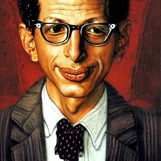 Prompt: Ancient Israelite portrait of Jeff Goldblum by Norman Rockwell
