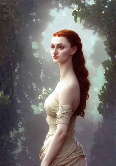 Image similar to sansa angeline jolie, intricate, elegant, highly detailed, digital painting, artstation, concept art, smooth, sharp focus, illustration, art by artgerm and greg rutkowski and alphonse mucha and william - adolphe bouguereau