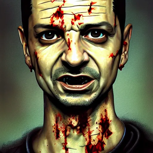 Image similar to portrait of dave gahan as a young zombie with cuts on it's face, 7 days to die zombie, fine art, award winning, intricate, elegant, sharp focus, cinematic lighting, highly detailed, digital painting, 8 k concept art, art by guweiz and z. w. gu and alex konstad and brom, masterpiece, 8 k