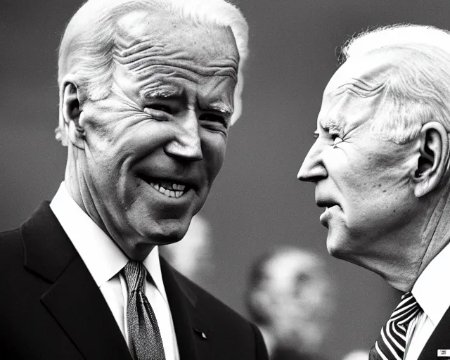 Image similar to president joe biden face to face with president joe biden, nikon 3 5 mm, photograph