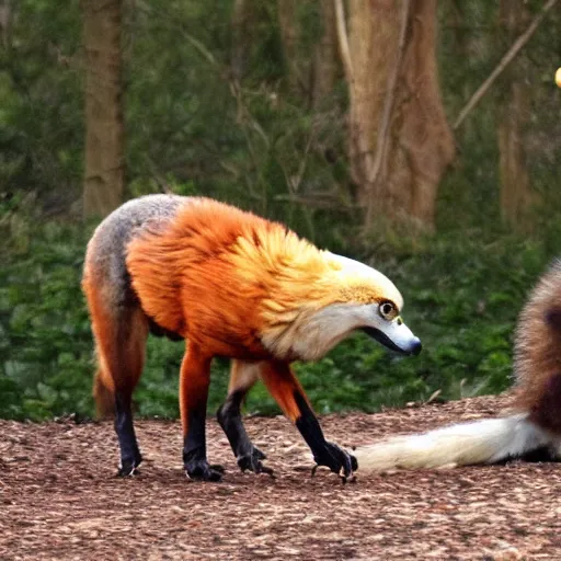 Prompt: eagle eagle eagle and a fox in a park