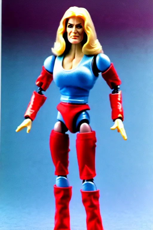 Image similar to 1 9 8 6 kenner female action figure, 5 points of articulation, perfect human female proportions, sci fi, 8 k resolution, high detail, front view, t - pose, space, star, he - man, gi joe, he man, warhammer 4 0 0 0