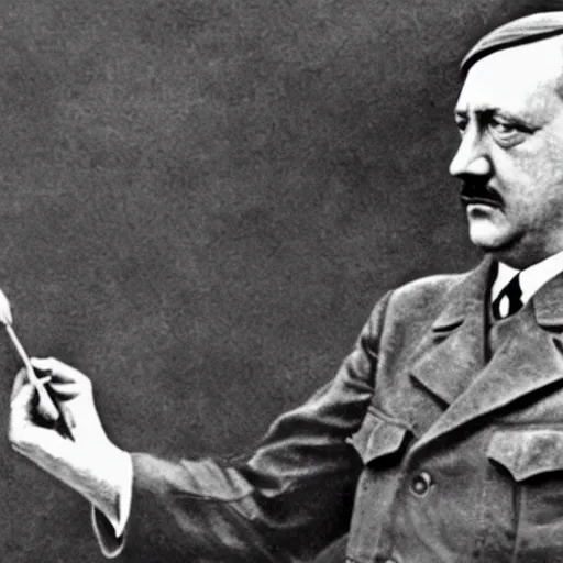 Prompt: hitler painting a beautiful picture of himself