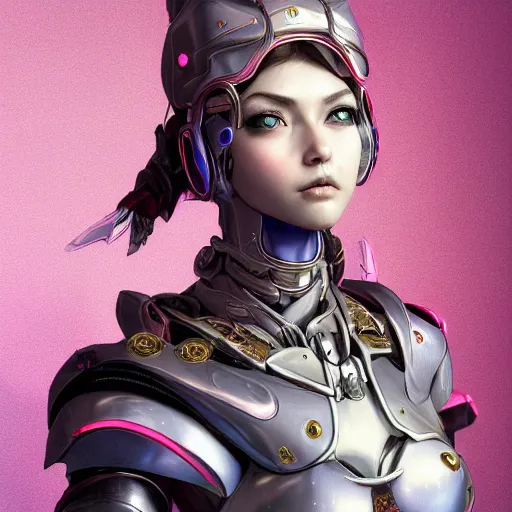 Image similar to studio portrait of lawful good colorful female holy mecha paladin absurdly beautiful, elegant, young sensual graceful woman, ultrafine hyperrealistic detailed face illustration by kim jung gi, irakli nadar, intricate linework, sharp focus, bright colors, matte, octopath traveler, final fantasy, unreal engine highly rendered, global illumination, radiant light, intricate environment