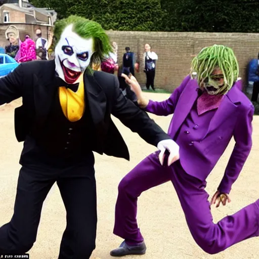 Prompt: funny face pulling competition winning funny face photo of will smith as the joker from batman, pulling the move'the banshee ', hilarious face pulling competition winner, extreme face contortion