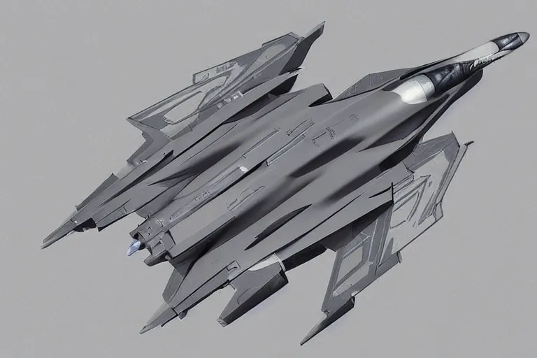 Image similar to top down view of a futuristic jet fighter, katsuhiro otomo, in gunmetal grey, very symmetrical, in blueprint form, in the style of will burns, f - 3 5 inspired, robotic, highly detailed, artstation, pinterest, deviantart, super realistic, unreal engine