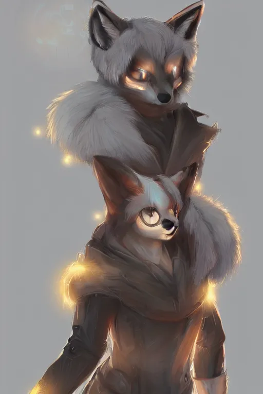 Image similar to a fox fursona, trending on artstation, by kawacy, furry art, digital art, cyberpunk, high quality, backlighting