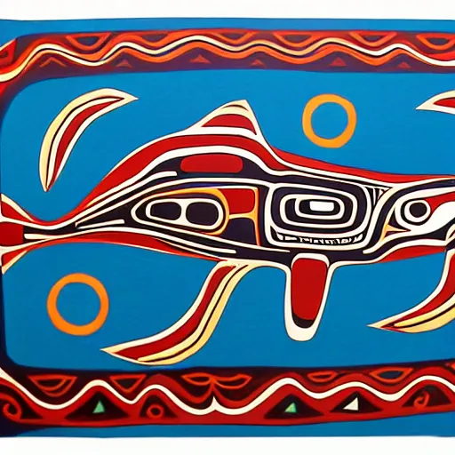 Image similar to whale in style of haida gwaii, pacific northwest coast, native american art, clean