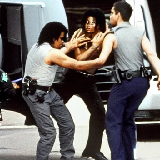 Image similar to michael jackson getting raided by swat team